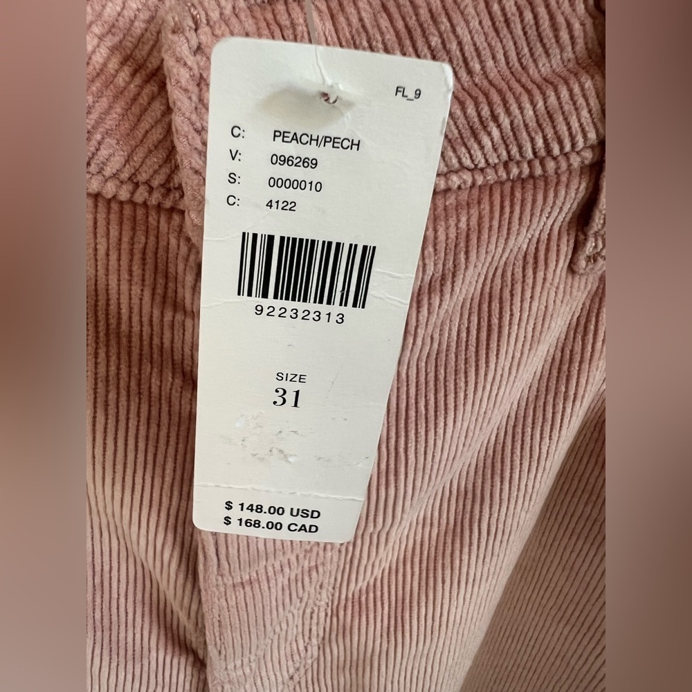 NWT new 31 Anthropologie pilcro Scotty corduroy cuffed pants straight leg pink - Picture 5 of 16